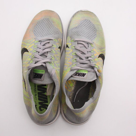 Nike Free 4.0 Flyknit Men's Size 12 Running Sneaker Grey Black Volt 717075-003 - Picture 9 of 11